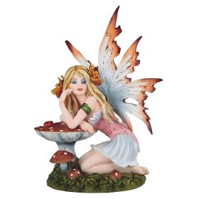 6.5"H Fairy Leaning on Mushroom Figurine Home Decor Gift