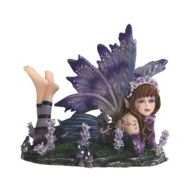 4"W Blue/Purple Fairy Lying Down Figurine Home Decor Gift