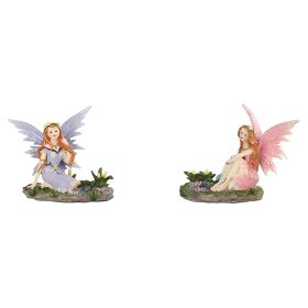 4.5"W 2-PC Fairy by the Pond Figurine Set Home Decor Gift