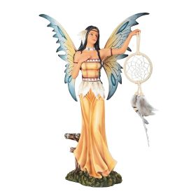 16"H Native American Fairy Holding Dream Catcher Figurine Home Decor Gift