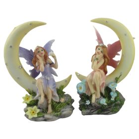 5"H 2-PC Fairy on Moon Figurine Set Home Decor Gift