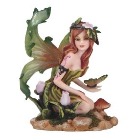 5.25"H Green Spring Fairy with Butterfly Figurine Home Decor Gift