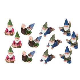 12-PC Miniature Yoga Gnome Figurine Set 1.75"H Home Decor Gift