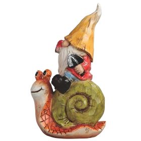 7.5"H Gnome on Snail Figurine Home Decor Gift