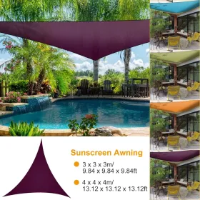 9.84ft Shade Sail Patio Cover Shade Canopy Camping Sail Awning Sail Sunscreen Shelter Triangle Cover (Option: Purple)