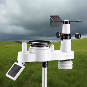7-in-1 Wireless Weather Station 7.5 In Display Indoor Outdoor Thermometer Sensor (Option: White)