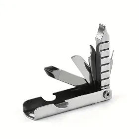 11-in-1 Stainless Steel Multi-Tool With Phone Stand, Folding Knife, Bottle Opener, Screwdriver, Hiking Clip & More - Compact & Portable For Outdo (Option: 1pc)