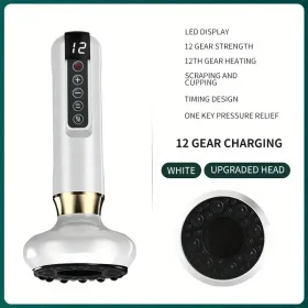 Cupping Massager, 12-level Body Scraping Tool, Cupping Tool. USB Rechargeable, Equipped With 1800mAh Lithium Battery, Available In White, Green, (Option: White)